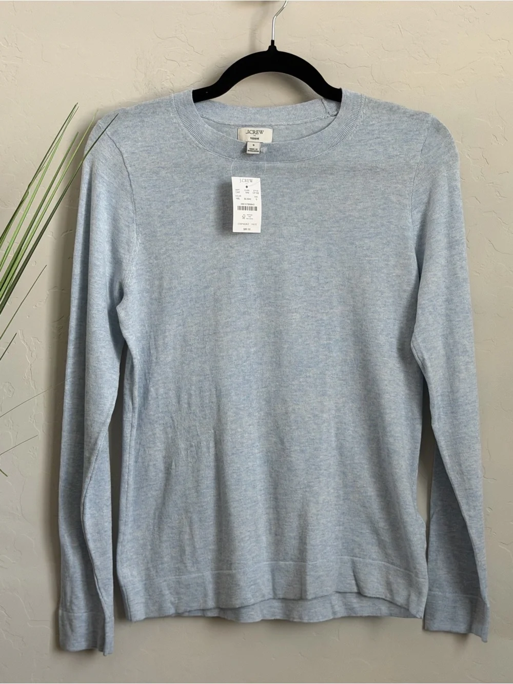 NWT J.Crew Teddie 100% Cotton Crewneck Sweater Light Blue Size Small SP26